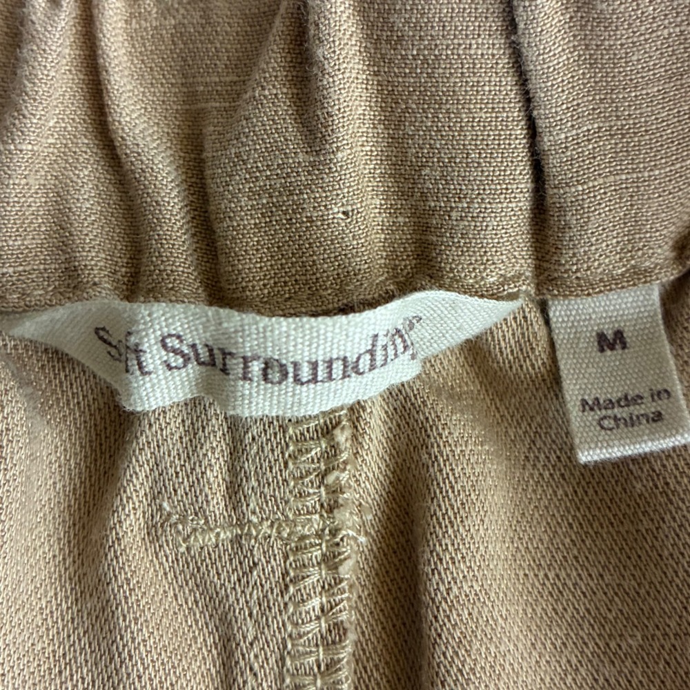 Soft Surroundings Womens Medium Tan Ojai Shorts High Rise Linen Retro Preppy - Picture 7 of 8